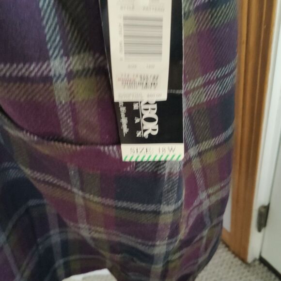 NWT Sag Harbor size 18  plaid sleeveless long dress purple,navy,gray and green - Picture 4 of 8